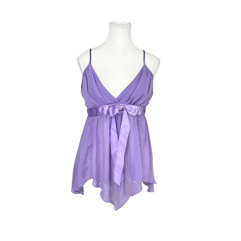 Y2K Purple Babydoll Fairy Coquette Chemise handkercheif hem